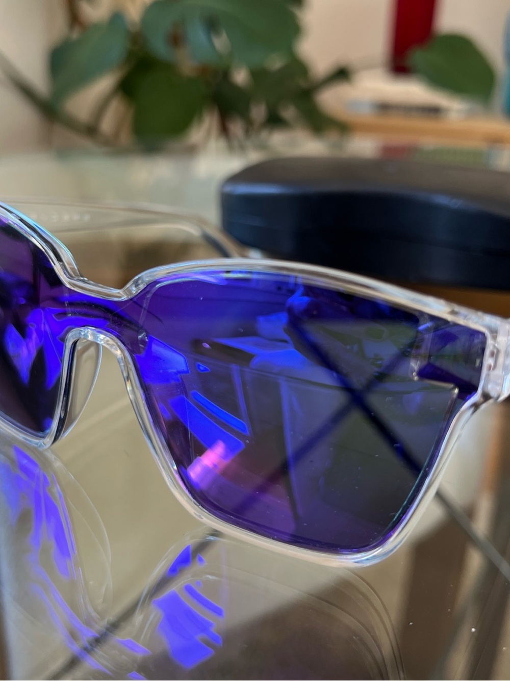 Blenders Clear Frame Fashin Passion Sunglasses Purple-Blue Mirrored Lenses